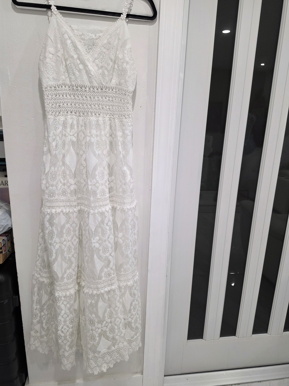 White Lace Long Sleeve Dress - Women's Elegant Maxi